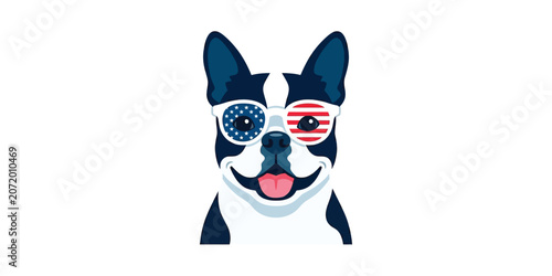 Tableau sur toile Fun patriotic Boston Terrier for 4th of July USA independent Day