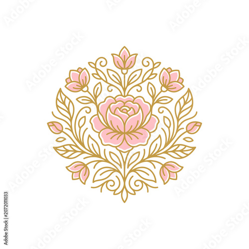 Elegant rose floral mandala ornament for luxury beauty design.