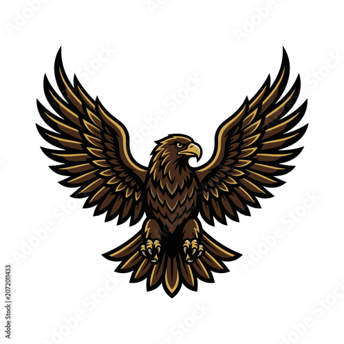 Majestic brown eagle mascot with wide wingspan.