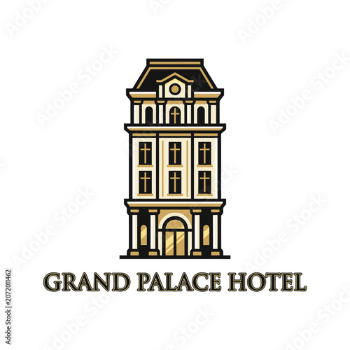 Vintage Grand Palace Hotel building logo.