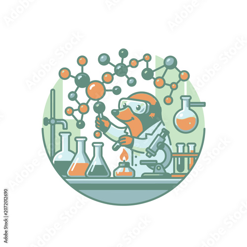 Mole scientist conducting experiments in chemical laboratory