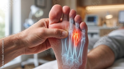 Painful Morton's Neuroma Between Toes With Anatomy Overlay