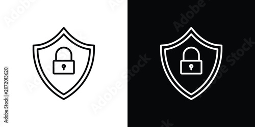 Foto Shield lock icon symbols with editable linear style