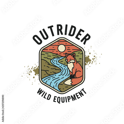 Vintage fox by river outrider wild equipment badge
