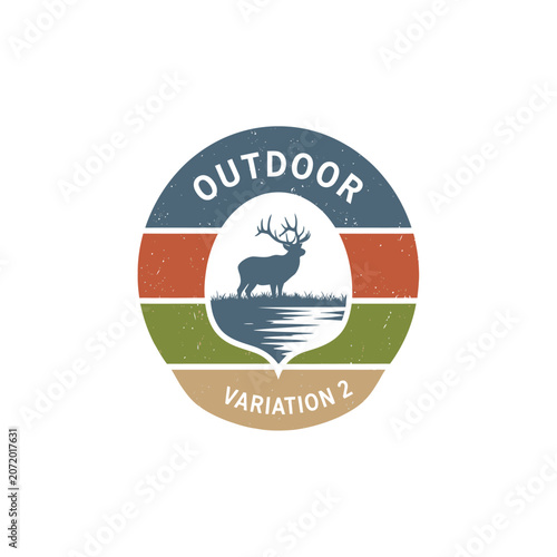 Outdoor Variation 2 circular badge with elk silhouette.