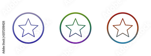 Three colorful star icons in circles with gradient lines