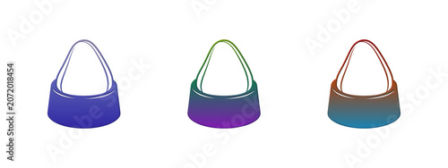 Three colorful egg icons in bowls for breakfast design