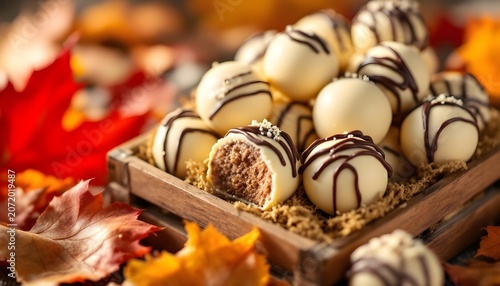 White chocolate truffles with elegant packaging, a luxury gift concept