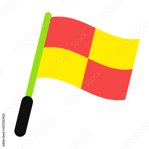 Soccer Linesman Flag Icon and Football Referee Signal