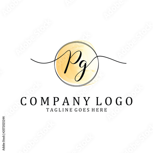 Hand Write P and G logo design