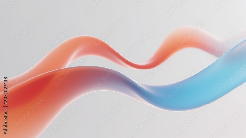 Fototapeta premium Two flowing light waves with gradient colors