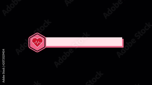 Healthcare Information Lower Third with Heartbeat Icon on Transparent Background