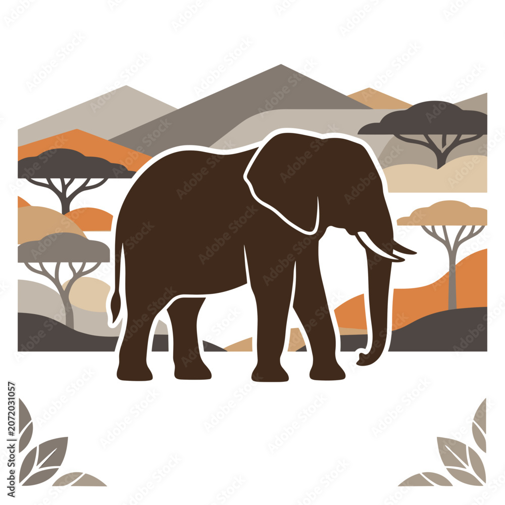 Fototapeta premium Elegant elephant silhouette background for conservation campaign featuring majestic animal shape against soft artistic backdrop concept of wildlife protection