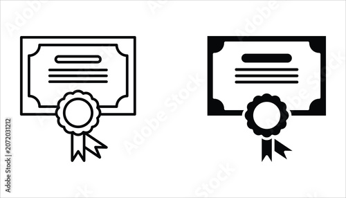 Certificate icon set. Vector certificate icon. Achievement, award, grant, diploma concepts. Simple certificate icon for web design. Isolated on white background.