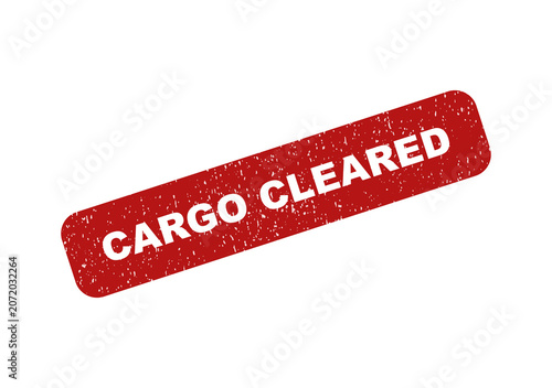 Red grunge rubber stamp seal with the text cargo cleared