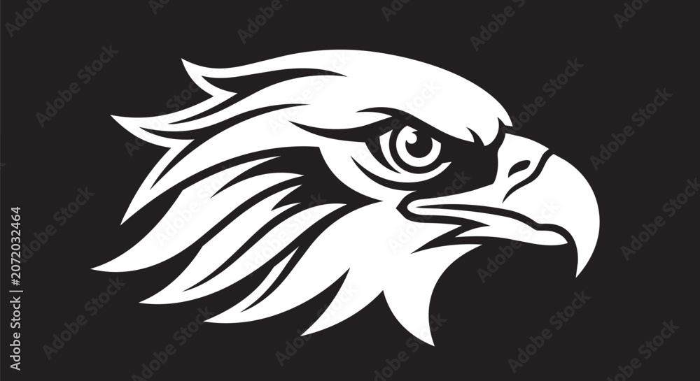 Fototapeta premium Minimalist Eagle Head Silhouette Vector – Patriotic Bird Emblem.