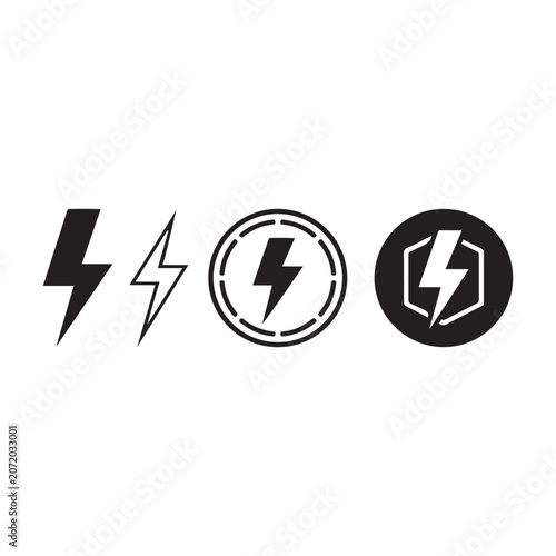 Minimalist Lightning Bolt Energy Power Icon Set Vector Collection