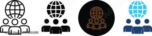 Four Distinct Global Team Icons Set For Design