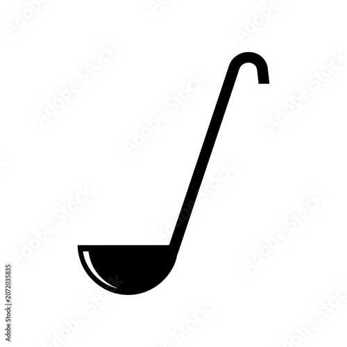 Black ladle isolated on white background for kitchen cooking utensil design