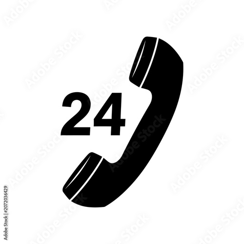 24 hour customer service icon black vector isolated on white background