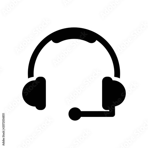 Black over-ear headphones isolated on white background minimal design