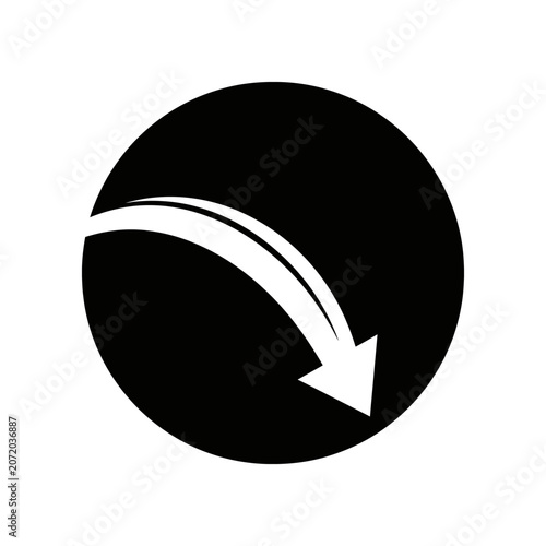Minimalist black circle arrow symbol direction sign isolated design element