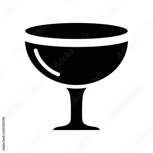 Minimalist black and white chalice icon isolated on white background