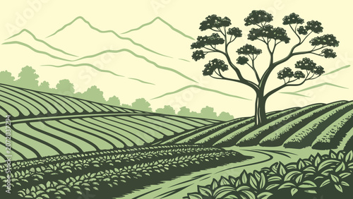 Tea plantation farm with mountain backdrop plantation agriculture mountains