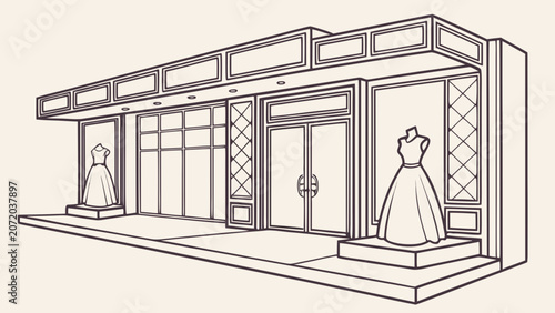 Fotografia Boutique clothing store frontage with mannequins in window display, boutique