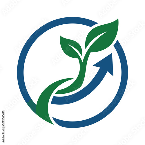 Konstfotografi Sprout becoming arrow circular logo design.