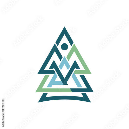 Abstract geometric mountain peak logo design.