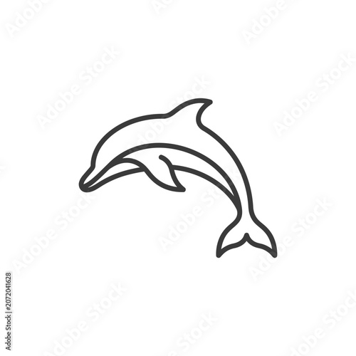 Simple dolphin jumping line art icon.