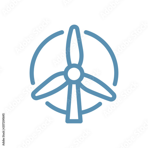 Blue wind turbine icon enclosed in a circle.