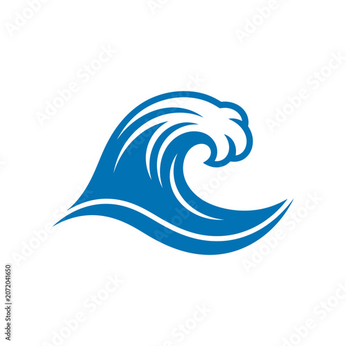 Stylized blue ocean wave cresting with foam.
