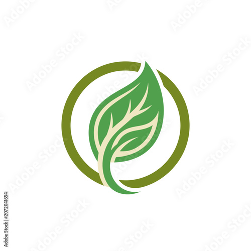 Green leaf symbol inside simple circular frame.
