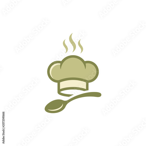 Chef hat and spoon culinary icon.