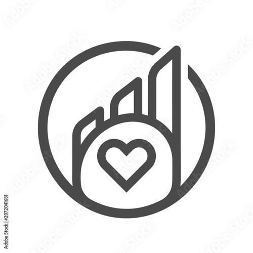 Circular bar chart logo with central heart symbol.