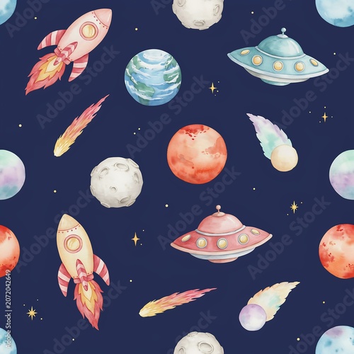 seamless pattern of space