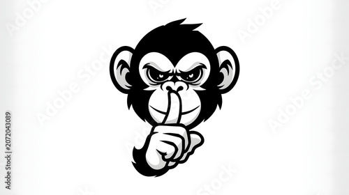 Monkey Shh Gesture Illustration