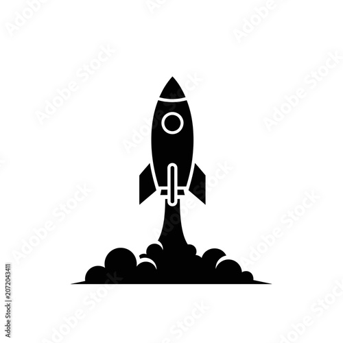 Canvas-taulu Stunning rocket launching into the sky with fiery explosion