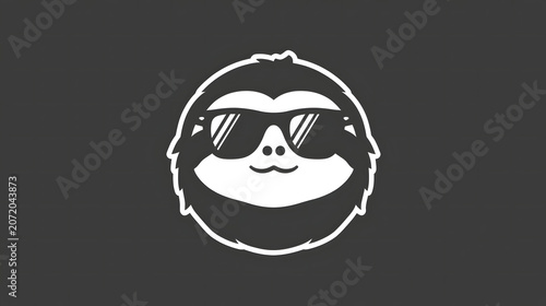 Sloth face with sunglasses on dark background