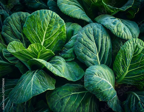 collard green leaves displayed a showcasing vibrant green color