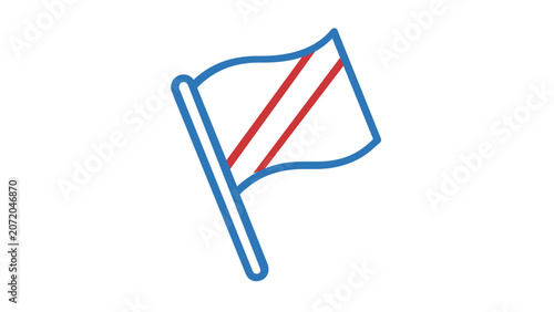 Clean flat vector line icon of a linesman flag for soccer referee signals, ideal for sports rules, match officiating, and tournament UI design.