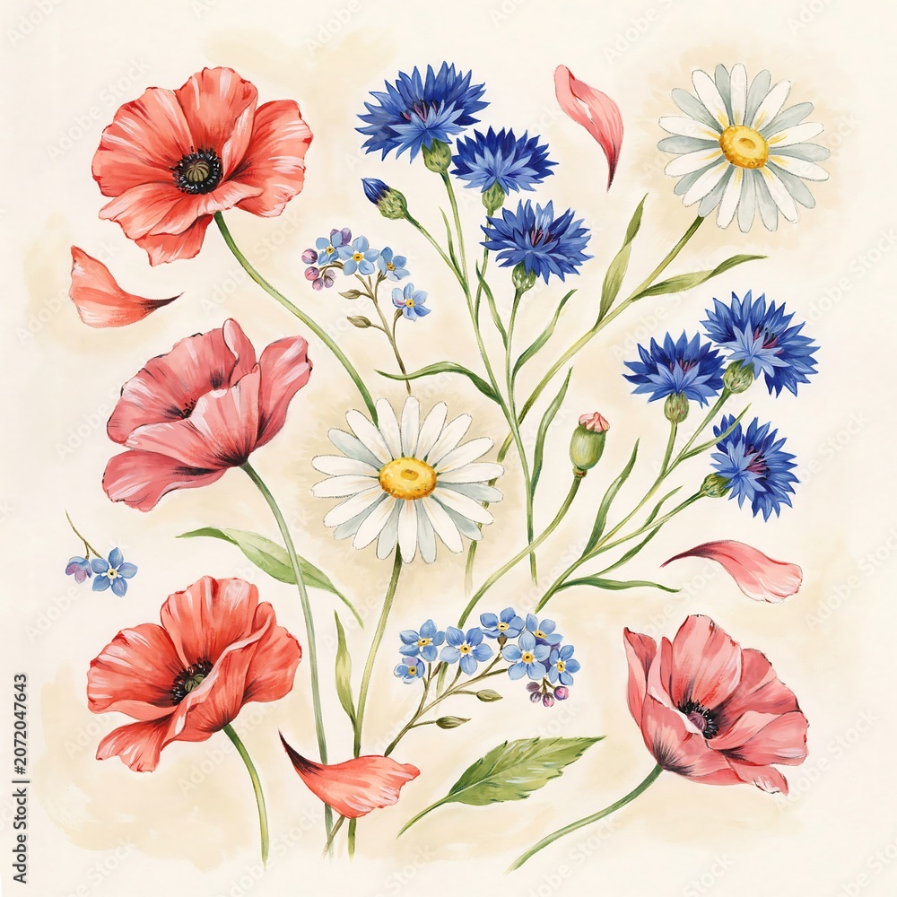 Fototapeta premium watercolor flowers background