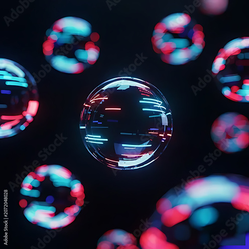 Floating digital spheres Background