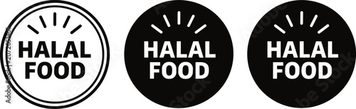 Cuadro en lienzo Vector illustration of Halal Food certification logos representing Islamic dieta
