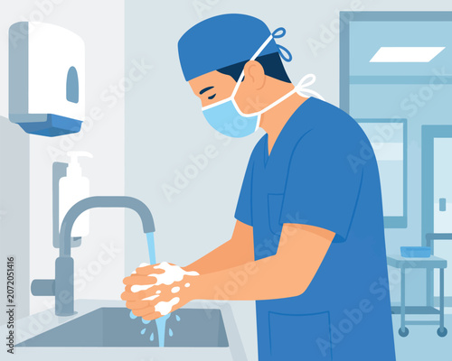 Vsai medical professional washing hands for hygiene and safety