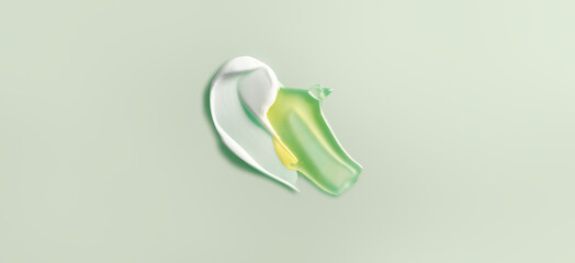 Moisturiser and serum together against. a light green background 
