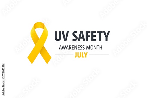 Uv safety awareness month yellow ribbon july campaign graphic with awareness