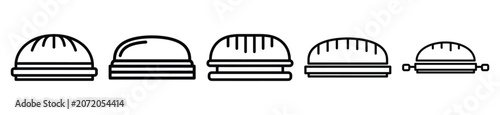 Photos Simple line drawing of bakery dough rounder icon set on a white background